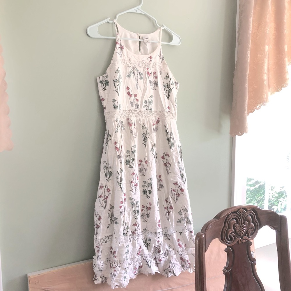 SOLD LC Lauren Conrad Disney Collection White Tea Floral Dress - Women’s Small